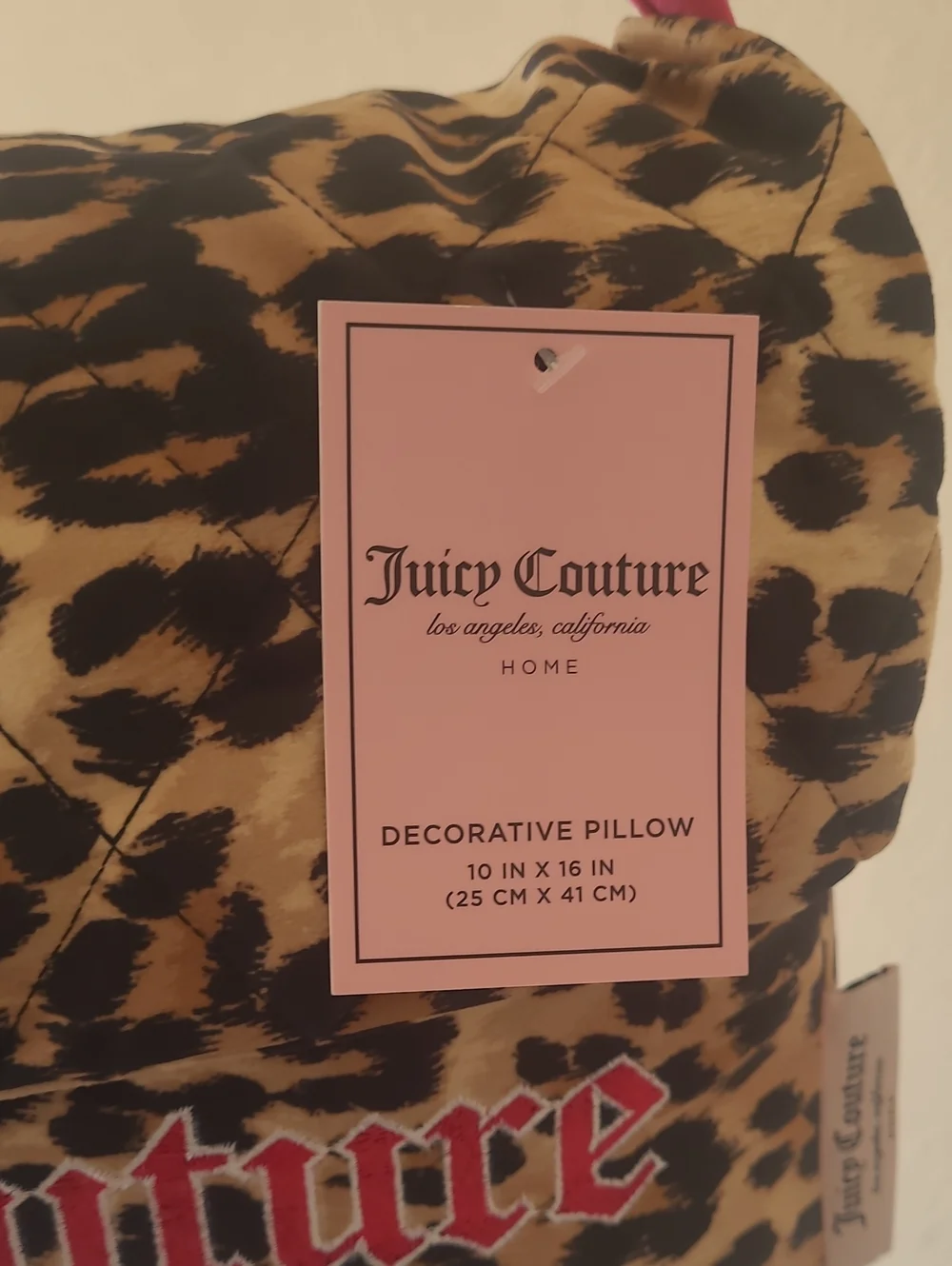 Juicy Couture Leopard Print Accent Pillow Shoulder Bag with Hot Pink Strap